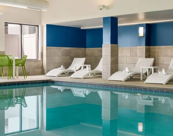 olimpic size indoor pool ideal for swimming laps at Hampton Inn Chicago-O'Hare International Airport.