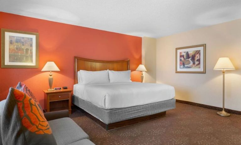 King bed with lounge area at Holiday Inn Express Chicago - Downers Grove.