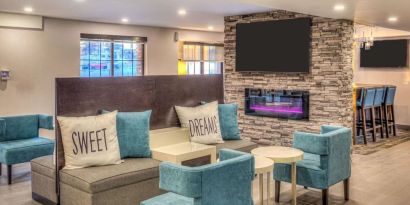 Bar and work space ideal for groups at Sleep Inn Oakbrook Terrace.