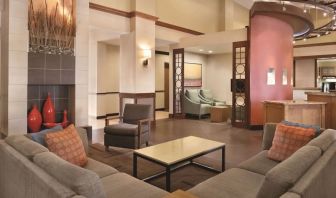 Lobby and coworking lounge at Hyatt Place Chicago/Hoffman Estates.