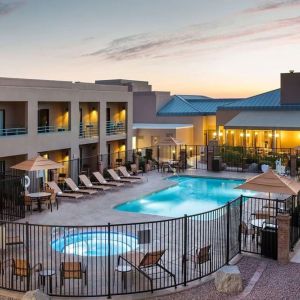 Beautiful outdoor terrace at Sonesta Select Scottsdale At Mayo Clinic Campus.