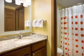 Private guest bathroom with shower at Sonesta Simply Suites Phoenix Scottsdale.