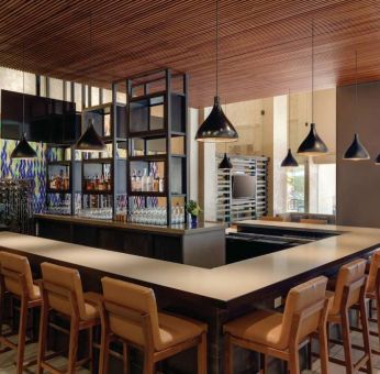 Bar and coworking area at Hilton Scottsdale Resort & Villas.