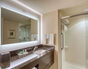 Guest bathroom with shower at Holiday Inn Express Atlanta Airport - North.