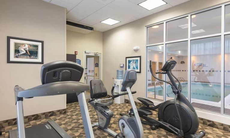 Fitness center with treadmills at Holiday Inn Aurora North- Naperville.