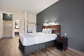 Cozy and romantic king room at OYO Townhouse Orlando West.