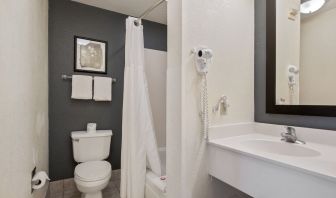 Private bathroom with shower at OYO Townhouse Orlando West.