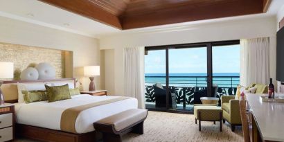 Delux king room with sea view at Ko'a Kea Resort On Po`ipu Beach.