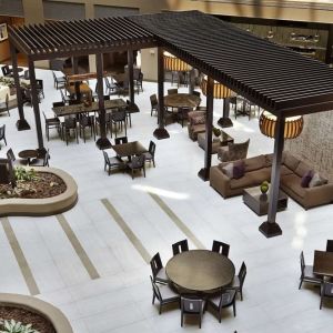 Dining area perfect for coworking at Embassy Suites By Hilton, Crystal City National Airport.