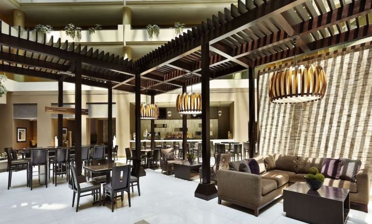 Dining area perfect for coworking at Embassy Suites By Hilton, Crystal City National Airport.