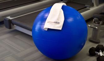 The hotel fitness center has free weights, treadmills, and a bench, as well as towels and gym balls.