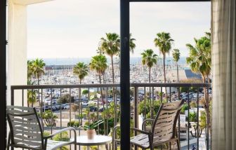 Day use room with beautiful terrace at Sonesta Redondo Beach & Marina.