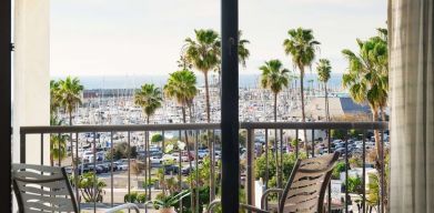 Day use room with beautiful terrace at Sonesta Redondo Beach & Marina.