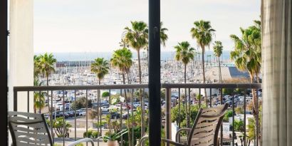 Day use room with beautiful terrace at Sonesta Redondo Beach & Marina.