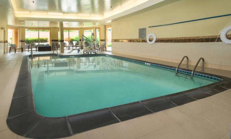 Sonesta Select Allentown Bethlehem Airport’s indoor pool has a lift, and numerous chairs nearby.