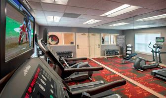 Sonesta ES Suites Allentown Bethlehem Airport’s fitness center has a variety of exercise machines in addition to rows of free weights.