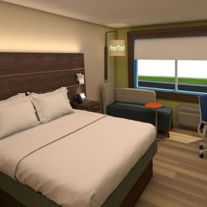 King bed with work desk at Holiday Inn Express & Suites Bensenville - O'Hare.