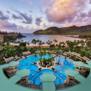 Relaxing outdoor pool area at Royal Sonesta Kaua'i Resort Lihue.