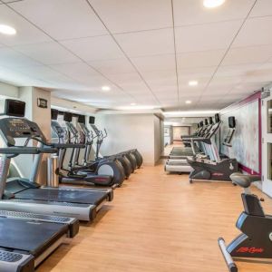 The fitness center at Sonesta Los Angeles Airport LAX has a large array of exercise machines, including treadmills, bikes, and ellipticals.