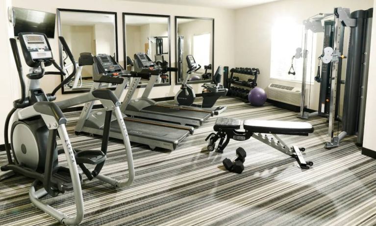 Sonesta Simply Suites Detroit Ann Arbor’s fitness center comes with free weights and a bench, plus various exercise machines.