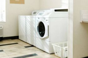 The hotel’s laundry room has multiple machines to make life easy for guests.