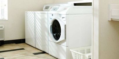 The hotel’s laundry room has multiple machines to make life easy for guests.