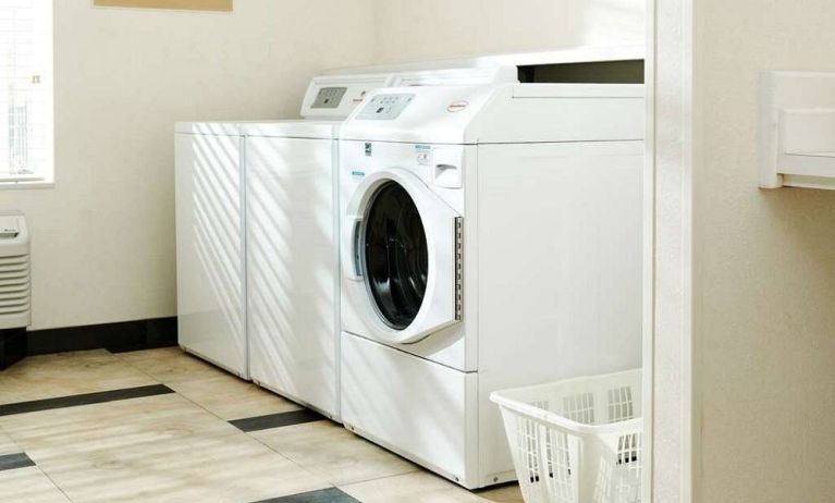 The hotel’s laundry room has multiple machines to make life easy for guests.