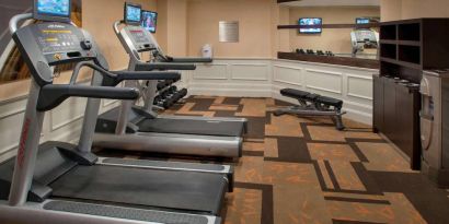 Sonesta Select Tinton Falls Eatontown’s fitness center includes both treadmills and free weights for guests to use.