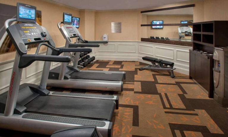 Sonesta Select Tinton Falls Eatontown’s fitness center includes both treadmills and free weights for guests to use.