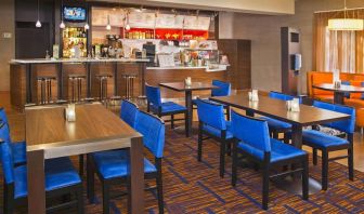 The hotel’s breakfast room offers a range of healthy options and has tables for two to four diners.