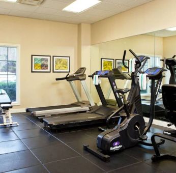 Both free weights and a range of different exercise machines are available at the hotel fitness center.