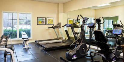 Both free weights and a range of different exercise machines are available at the hotel fitness center.