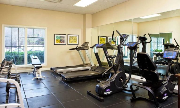 Both free weights and a range of different exercise machines are available at the hotel fitness center.