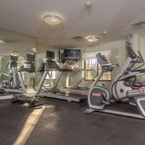 Sonesta ES Suites Anaheim Resort Area’s fitness center is equipped with a wide range of different exercise machines, and has a wall-mounted television.