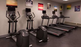 Sonesta Chicago O'Hare Airport Rosemont’s fitness center has artwork on the walls and machines such as treadmills and ellipticals.