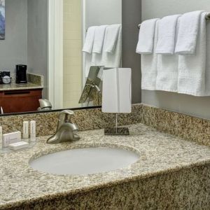 Guest bathroom at Sonesta Select Milwaukee Brookfield.