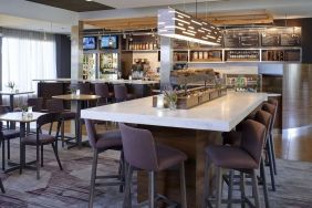 Bar and coworking space at Sonesta Select Milwaukee Brookfield.