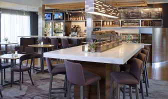 Bar and coworking space at Sonesta Select Milwaukee Brookfield.