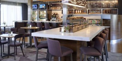 Bar and coworking space at Sonesta Select Milwaukee Brookfield.