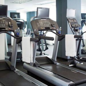 The hotel’s fitness center is equipped with gym balls and a range of exercise machines, including treadmills and ellipticals.