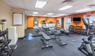 Sonesta ES Suites Atlanta - Perimeter Center’s fitness center has both free weights and a range of exercise machines, plus benches and a wall-mounted TV.