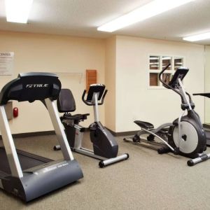 The fitness center at Sonesta Simply Suites Atlanta Gwinnett Place has various exercise machines, including treadmills, an elliptical, and a bike.