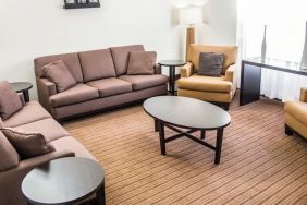 Lobby and lounge ideal for coworking at Sleep Inn Tinley Park.