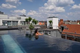 Relaxing rooftop pool at Wilmina Hotel.