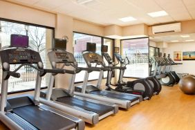 Sonesta White Plains Downtown’s fitness center has gym balls and various types of exercise machine for guests to use.