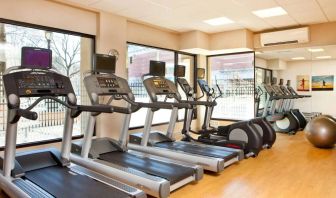 Sonesta White Plains Downtown’s fitness center has gym balls and various types of exercise machine for guests to use.