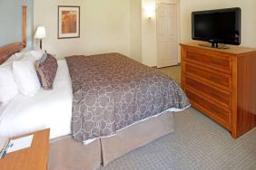 Double bed guest room in Sonesta ES Suites Dallas Las Colinas, featuring art on the wall and a widescreen television.