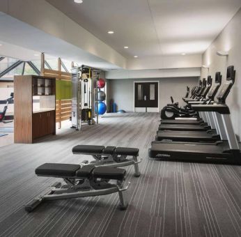 Sonesta Select Whippany Hanover’s fitness center is equipped with free weights, benches, gym balls, and an assortment of exercise machines for guests to use.