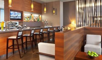 Bar and coworking space at Novotel Toronto Vaughan Centre.