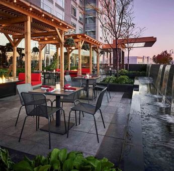 Outdoor terrace at Novotel Toronto Vaughan Centre.